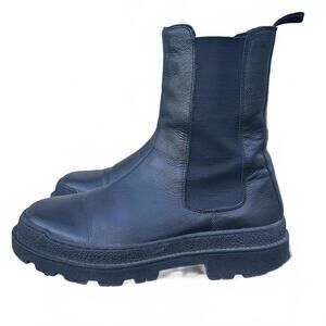 EXPRESS Chunky Chelsea Black Leather Boots SIZE 10 Grunge Moto Biker